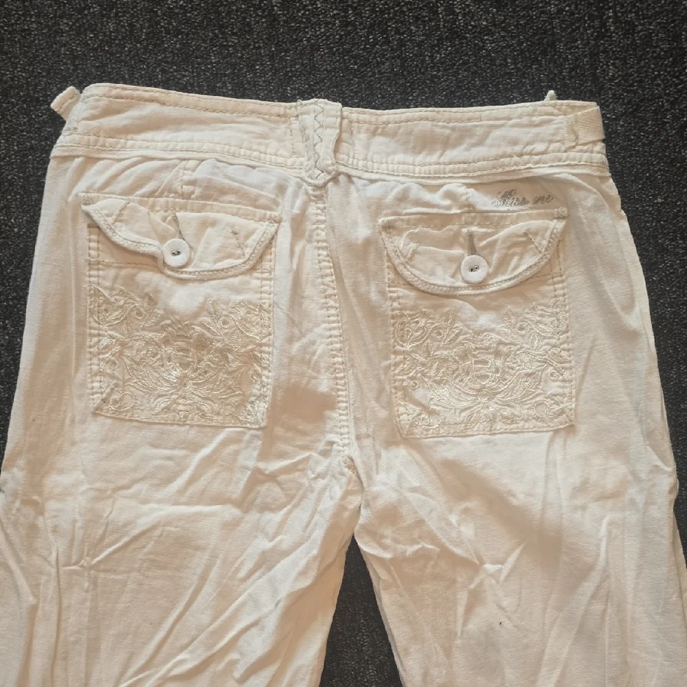 Miss Me Cream Wide-Leg Embroidered Pocket Pants - Picture 7 of 8